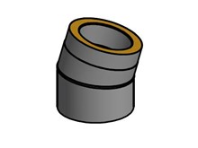 Bogen15°  isoliert, Ø innen 150mm