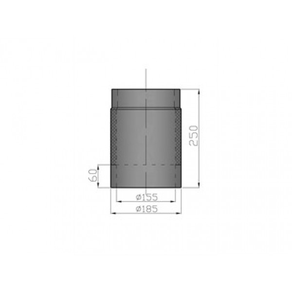 Rauchrohr isoliert, Länge 250mm -Maße