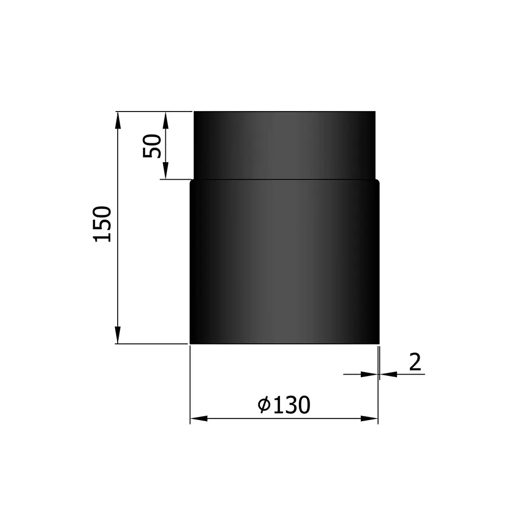 Rauchrohr Ø130mm Länge 150 mm 
