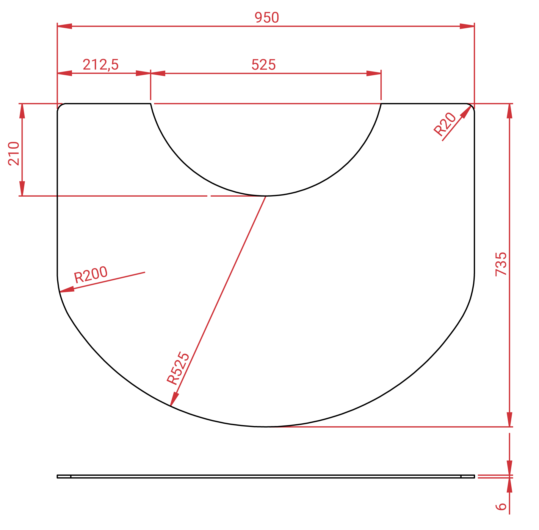 Glasvorlegeplatte Lotus M 1,2,3,4, MST, M-Jubilee, Maestro - Maße