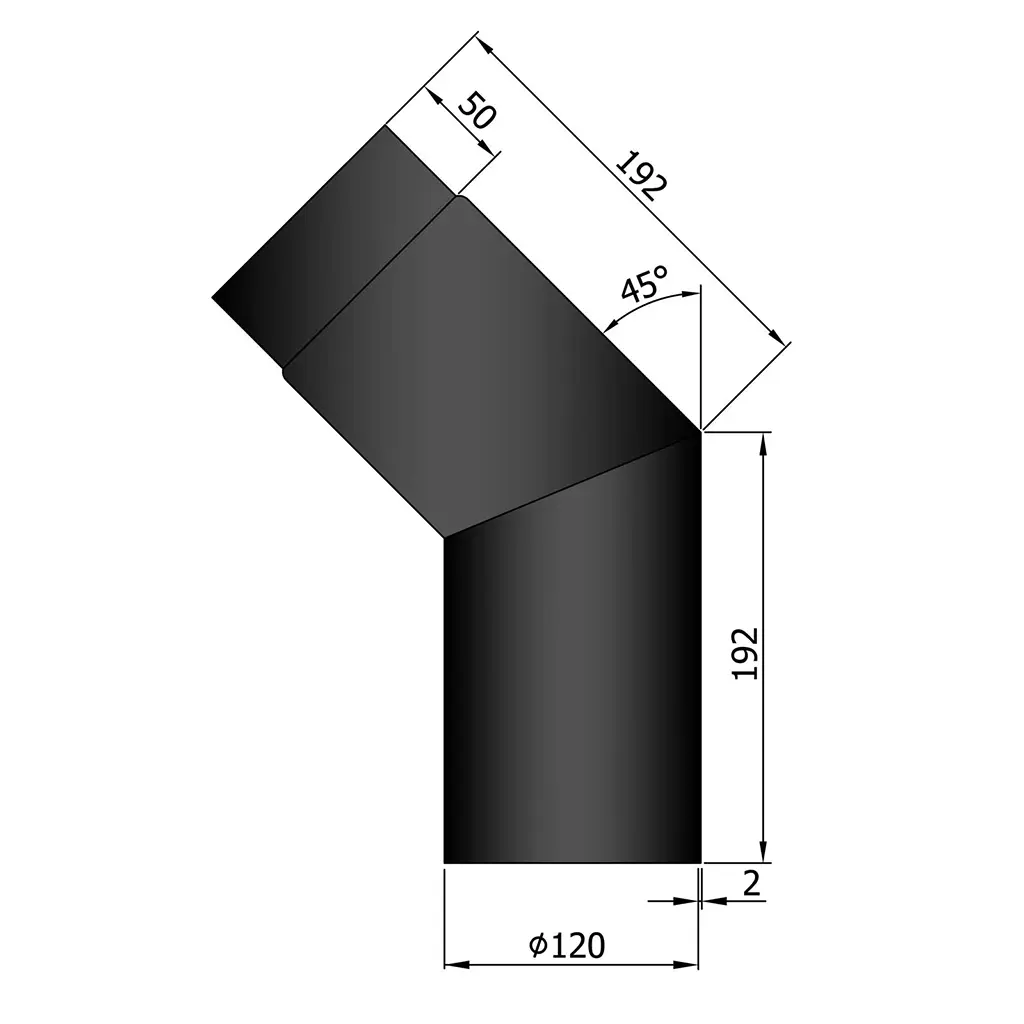Rauchrohr-Bogen 45°, Ø120mm