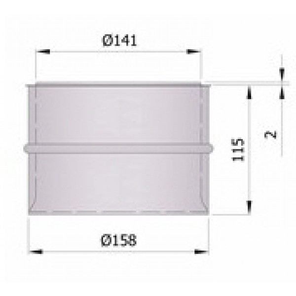 Wandfutter doppelt, Ø120/130/150mm, Länge 115mm_Maße