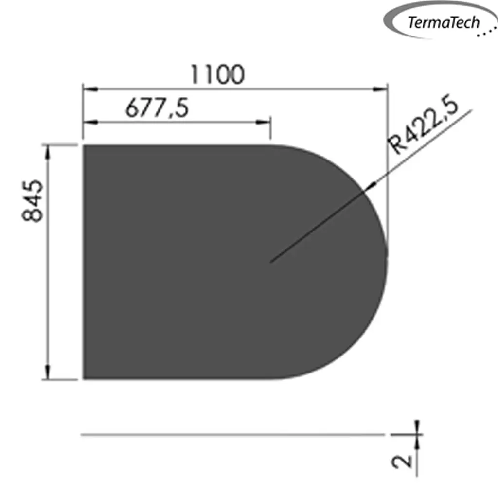 Stahlbodenplatte, schwarz, halbrund 850x1100 (845x1100mm)