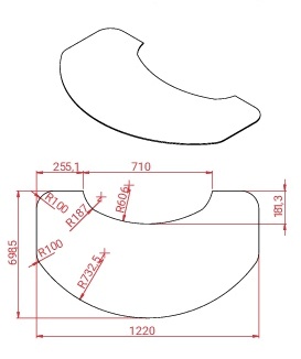  Maßzeichnung Glasvorlegeplatte