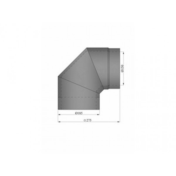 Rauchrohrbogen 2x45° isoliert - Maße