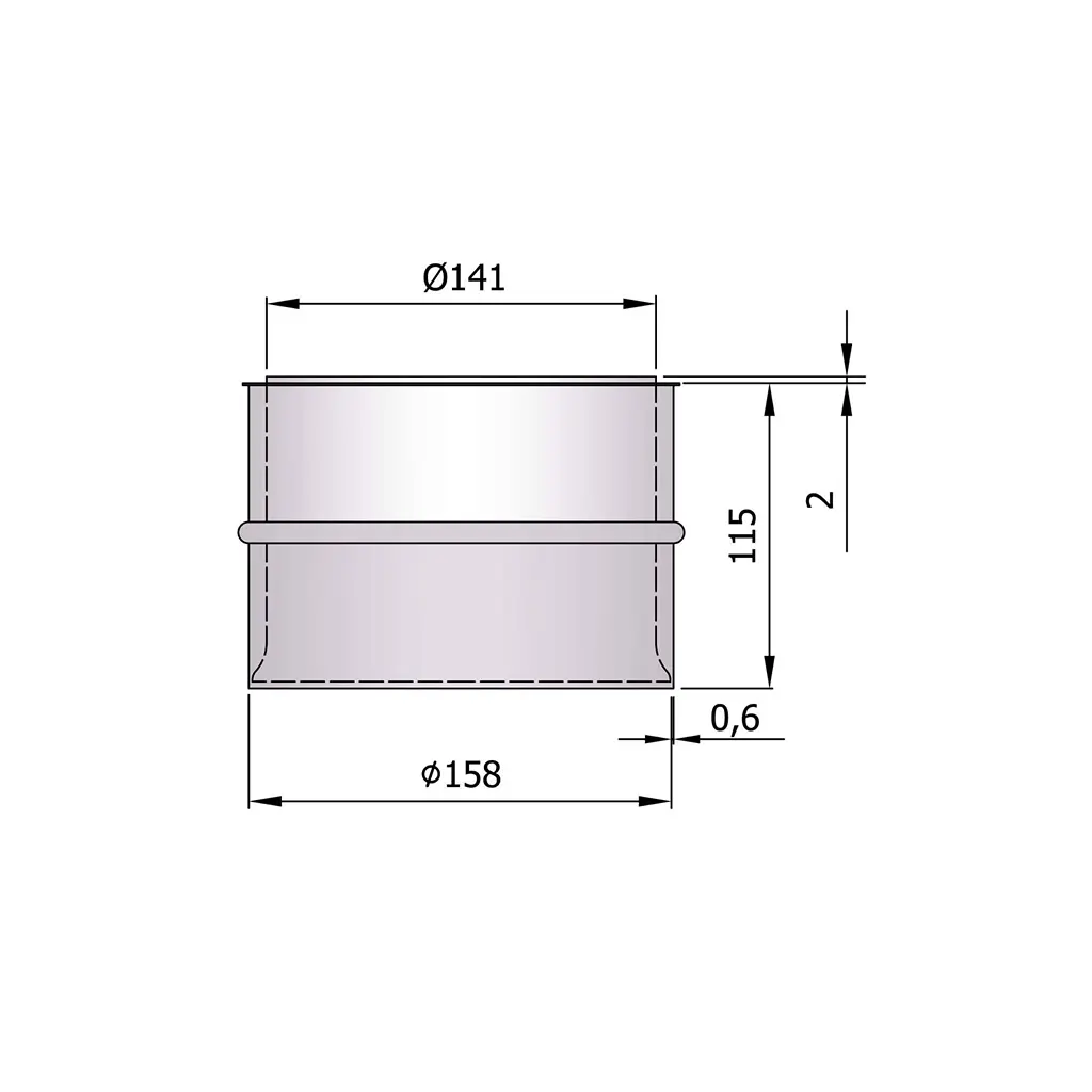 Mauermuffe doppelt für Ø150mm, L:115mm