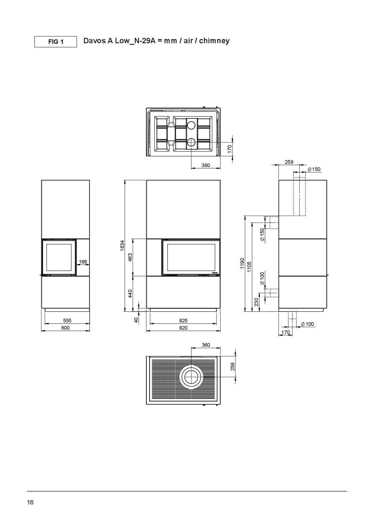 Maßzeichnung Nordpeis Davos A Low