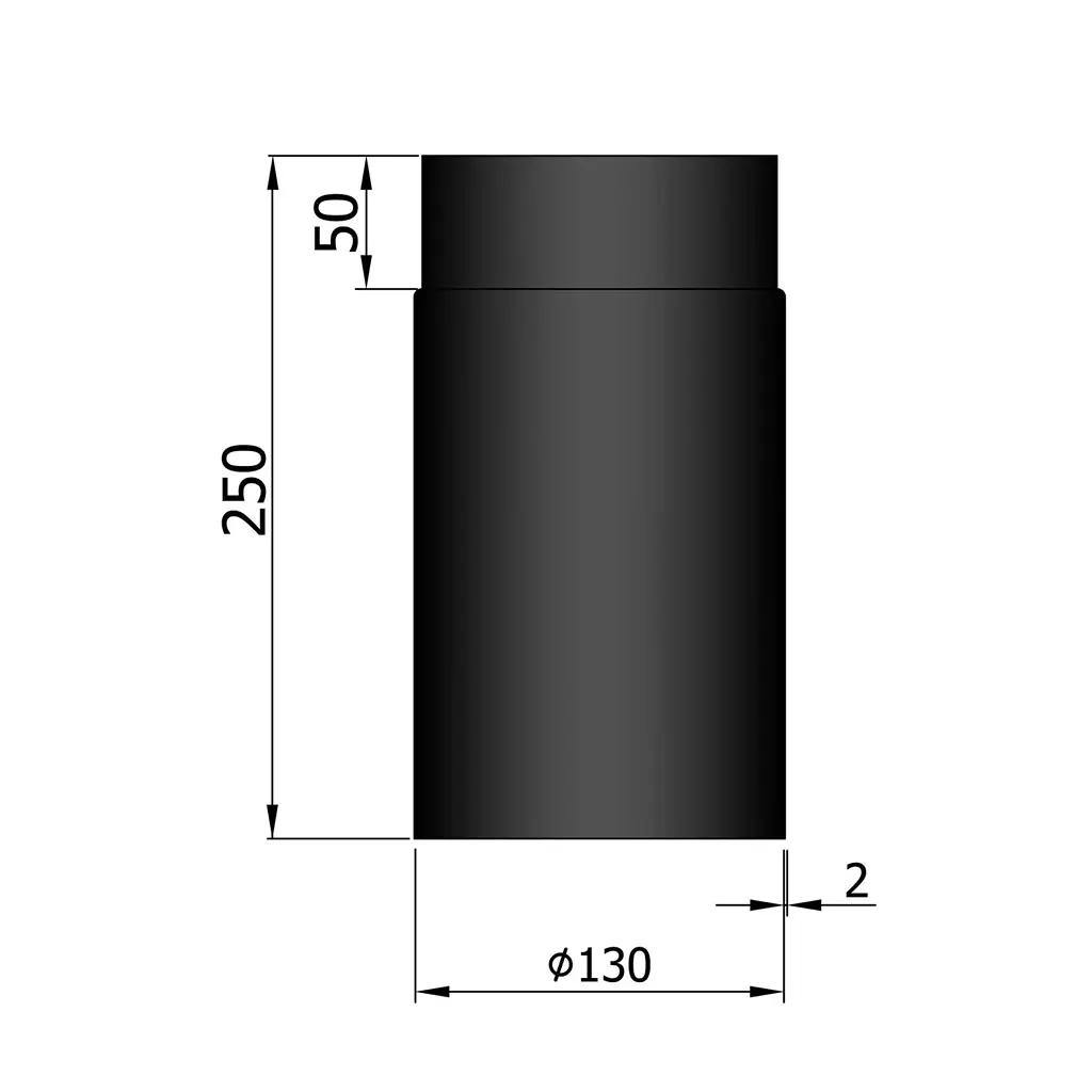 Rauchrohr Ø130mm Länge 250 mm