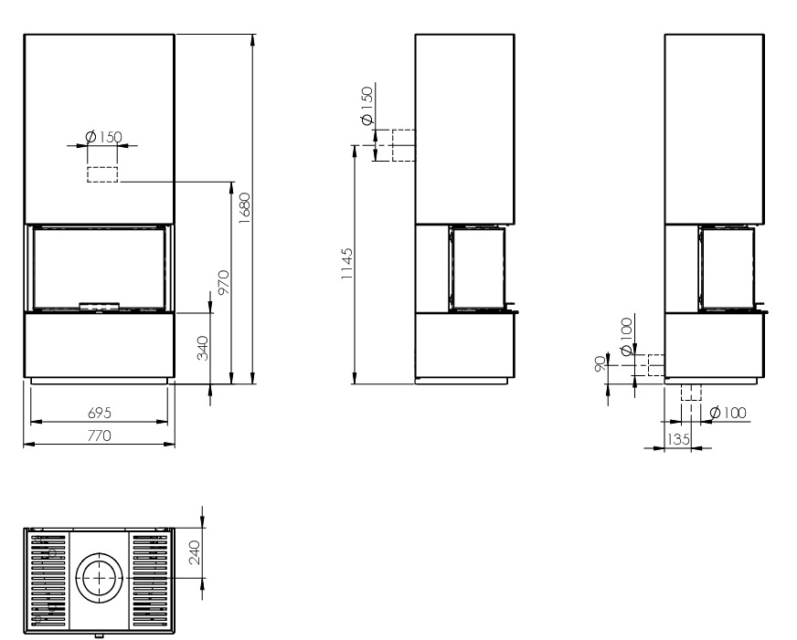 Maßzeichnung Nordpeis Monaco Bank (Anschlusshöhe hinten)