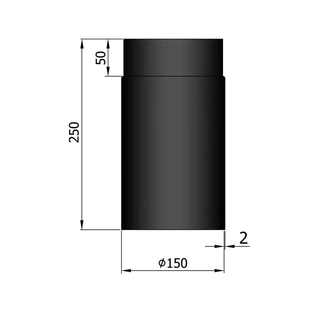 Rauchrohr Ø150mm Länge 250mm