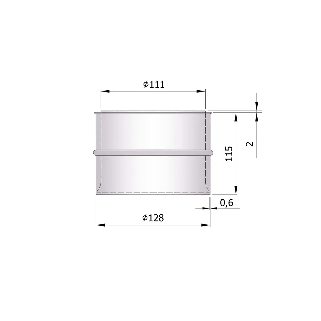 Mauermuffe doppelt für Ø120mm, L:115mm 