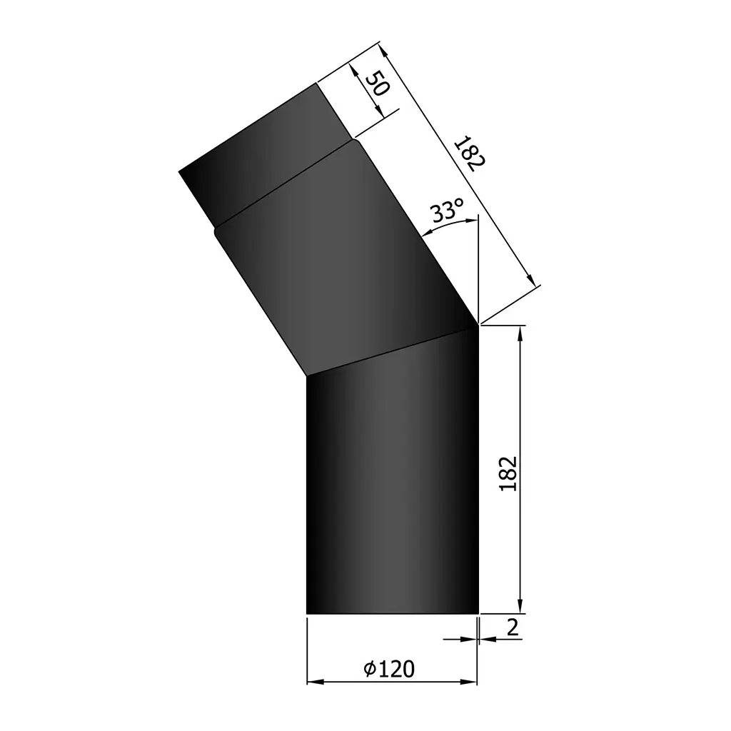 Rauchrohr-Bogen 33°, Ø120mm