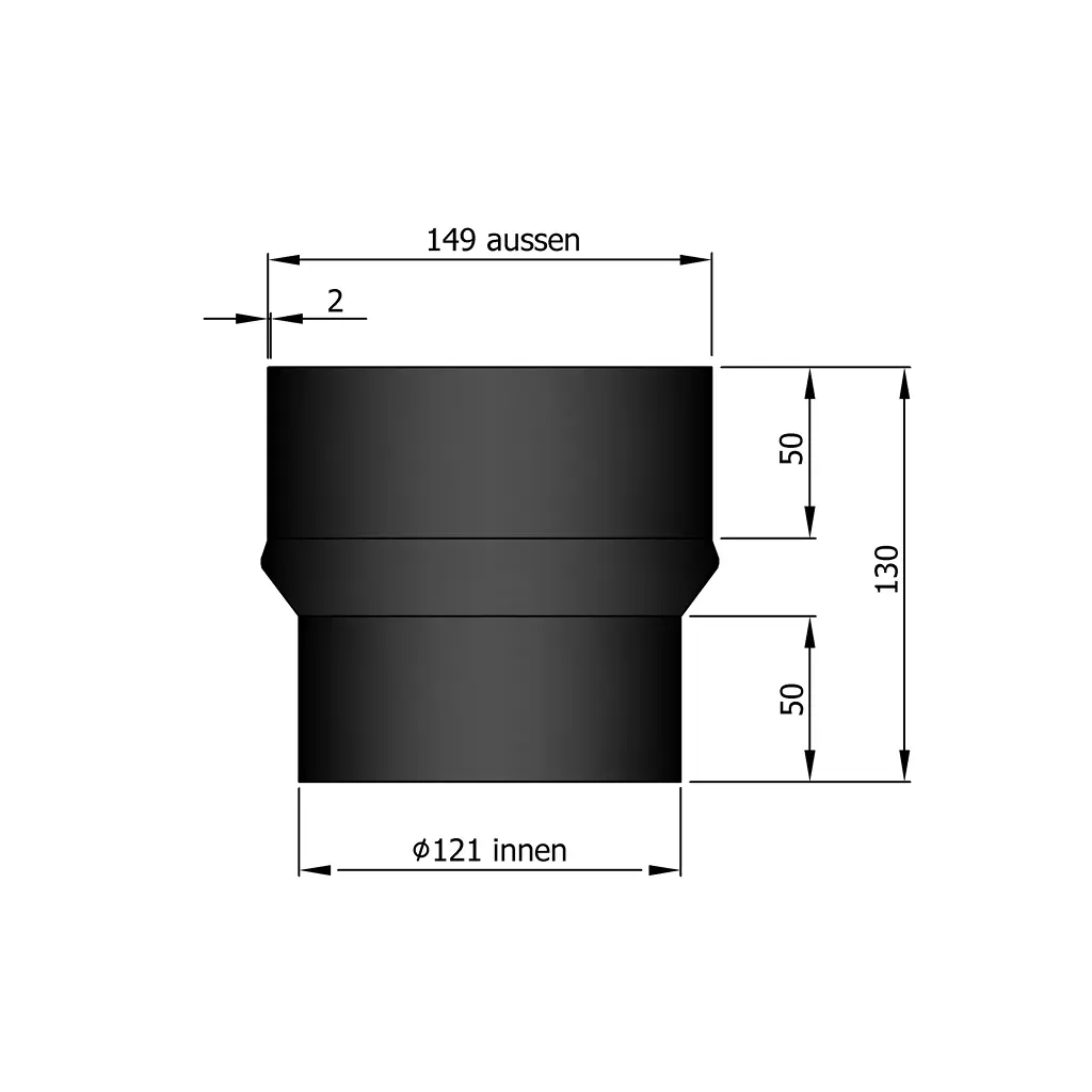 Erweiterung 120/150 aussen Ø125/149mm