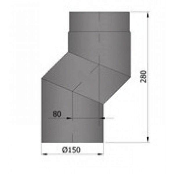 Rauchrohrversatzstück, 8cm, Ø150mm_Maße