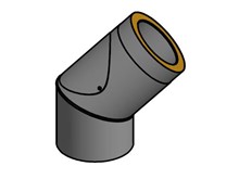 Bogen 45°  isoliert, Ø innen 150mm mit Reinigungstür