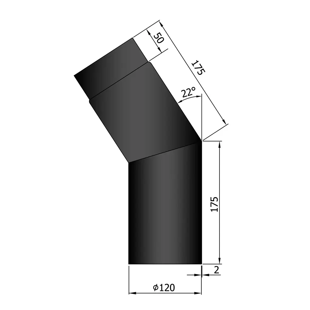 Rauchrohr-Bogen 22°, Ø120mm