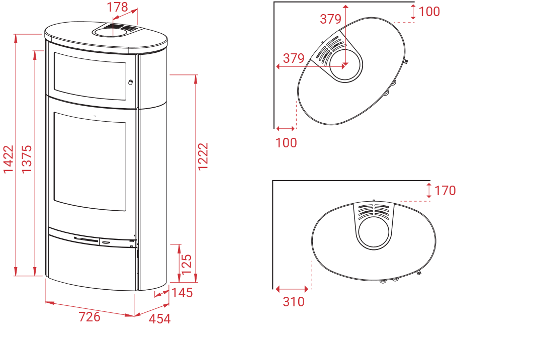 Maßzeichnung Jubilee 35 Indian Night mit Warmhaltefach