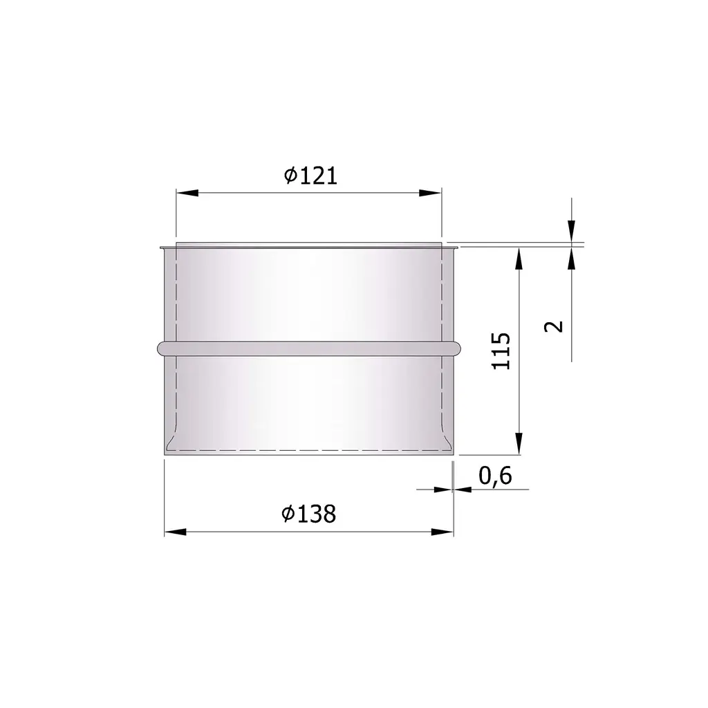 Mauermuffe doppelt für Ø130mm, L:115mm