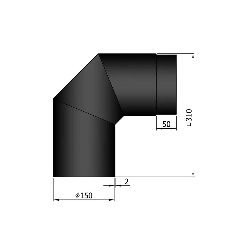 Rauchrohrbogen, Ø120/130/150mm, 2x45°