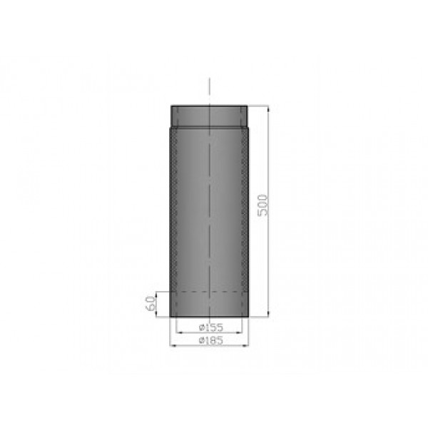 Rauchrohr isoliert, Länge 500mm - Maße