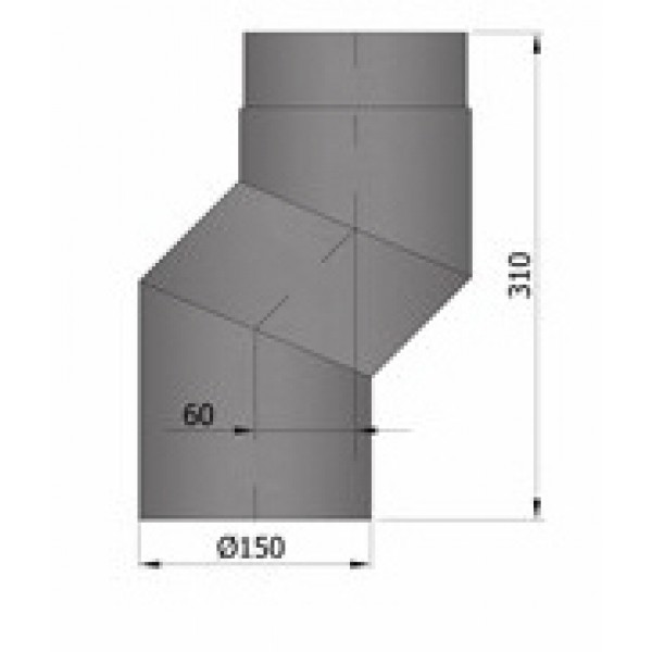 Rauchrohrversatzstück, 6cm, Ø150mm_Maße