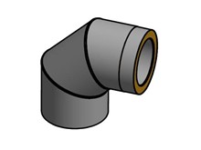 Bogen 2x45° isoliert, Ø innen 150mm ohne Tür