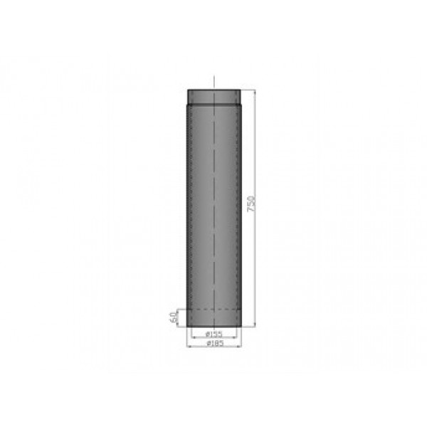 Rauchrohr isoliert, Länge 750mm - Maße