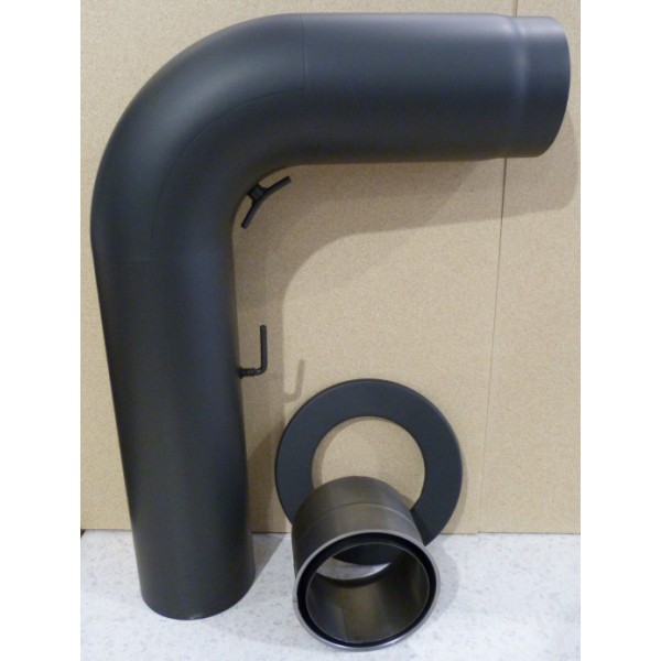 Rauchrohrset Ø150mm, 90° gezogen, Rosette, Wandfutter_1