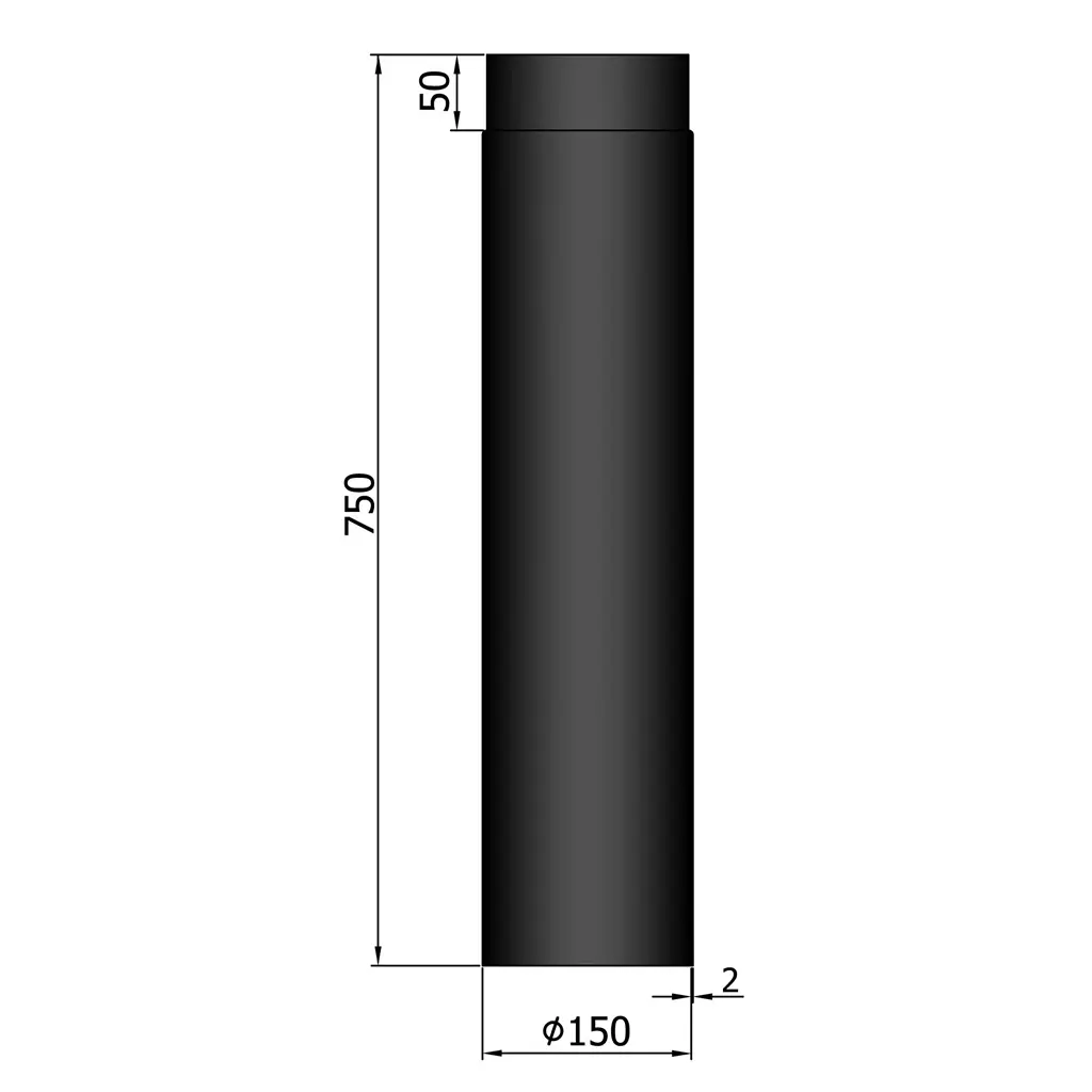 Rauchrohr Ø150mm Länge 750mm