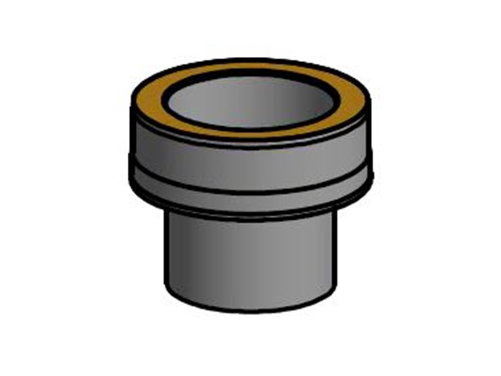  Anschlußstück für Ofenstutzen, isoliert, Ø innen 150mm Innenrohr kürzbar 