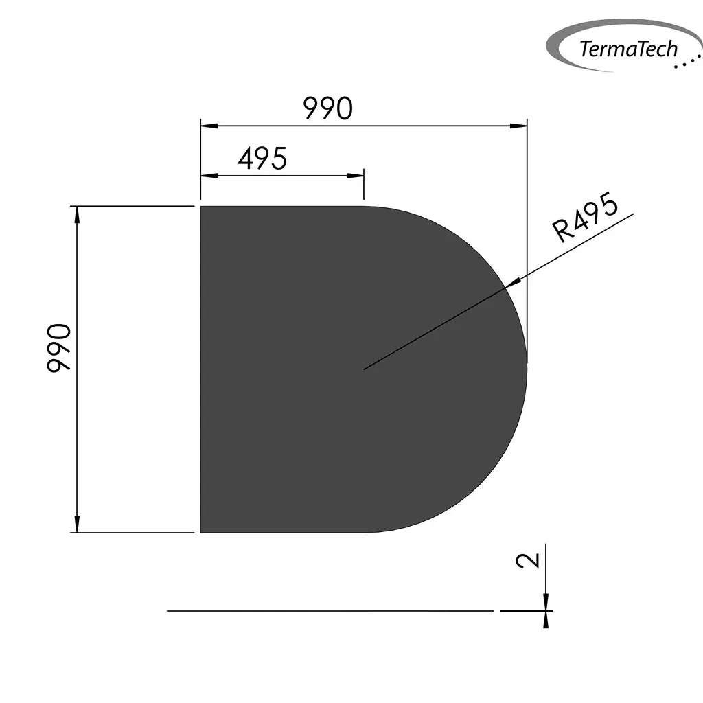 Stahlbodenplatte, schwarz, halbrund 1000x1000 (990x990mm)